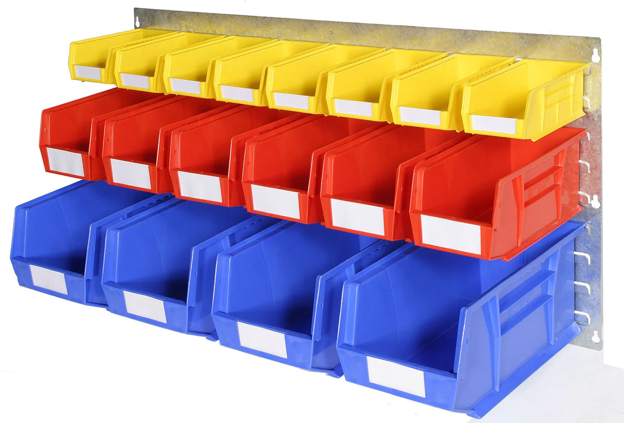 wall mounted louvre panel bins in red