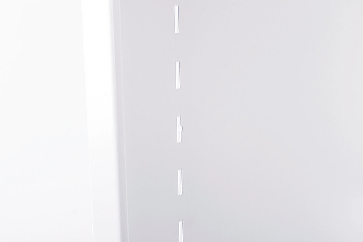 Full back cladding panel fitted to shelving bay