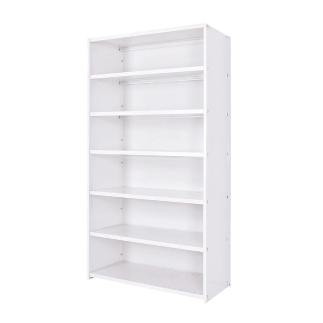 Delta Plus filing shelves with enclosed rear panels in white metal