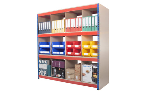 rivet racking bay with internal dividers for organised storage