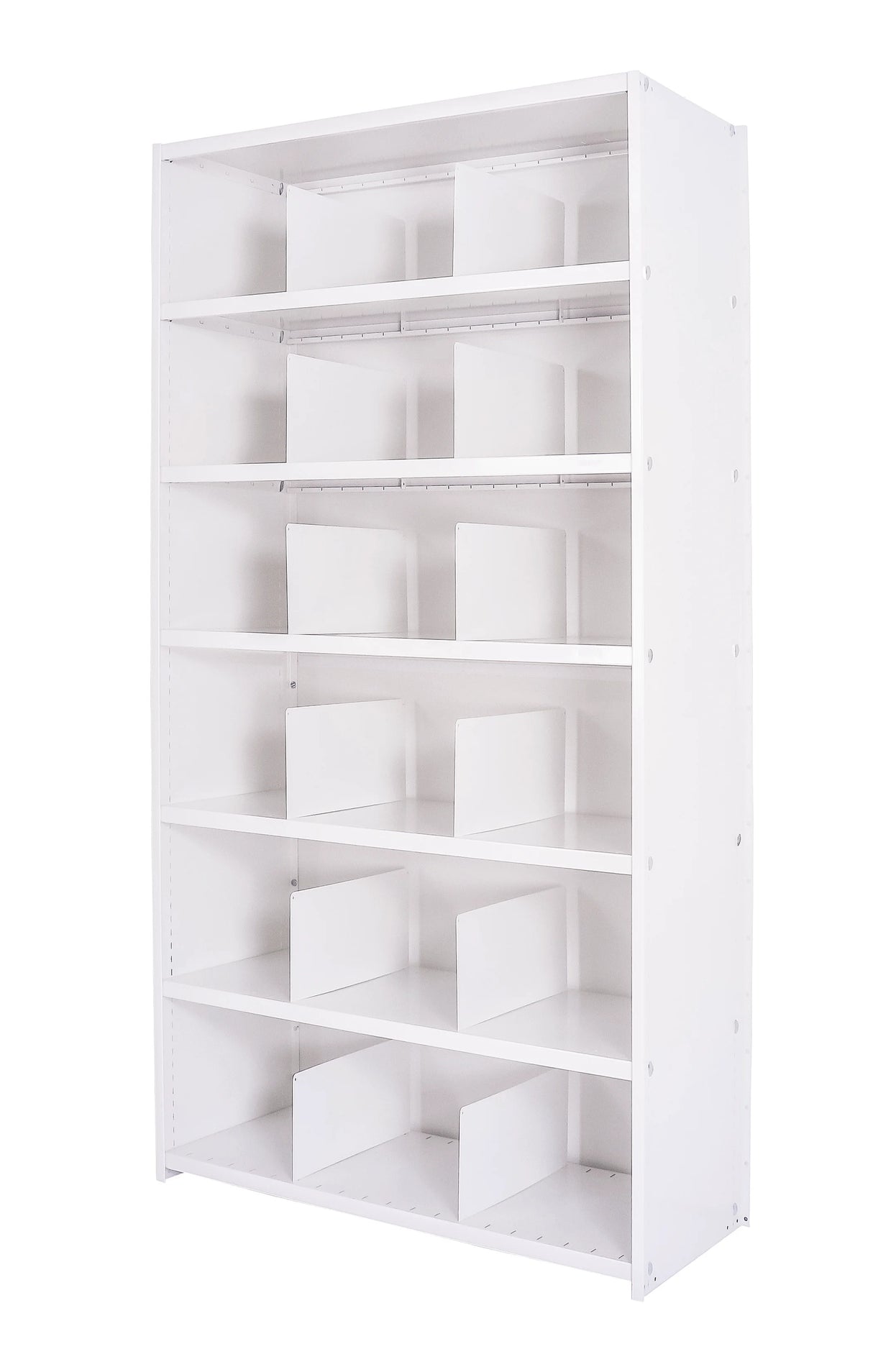 Freestanding Delta Plus shelving unit in white finish