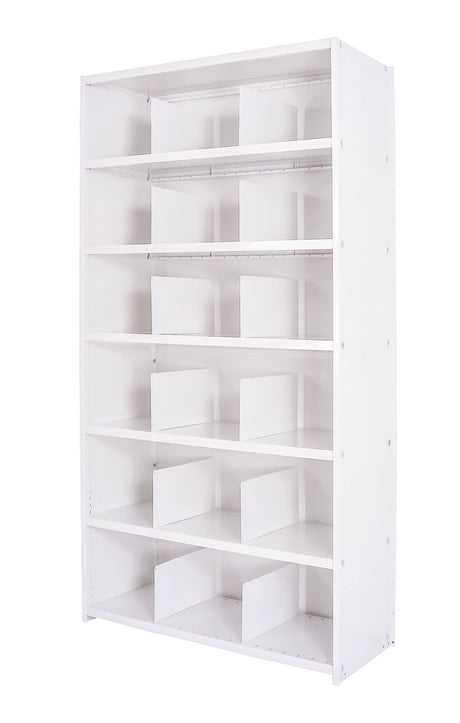 Freestanding Delta Plus shelving unit in white finish