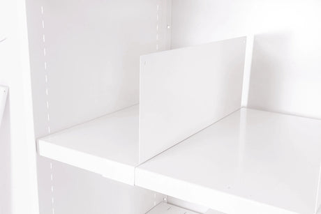 Organised shelving compartments with adjustable shelves