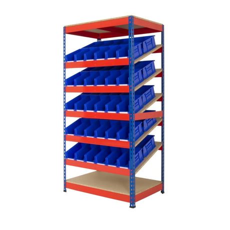Kanban storage racks with 60 picking bins for organised line-side supply