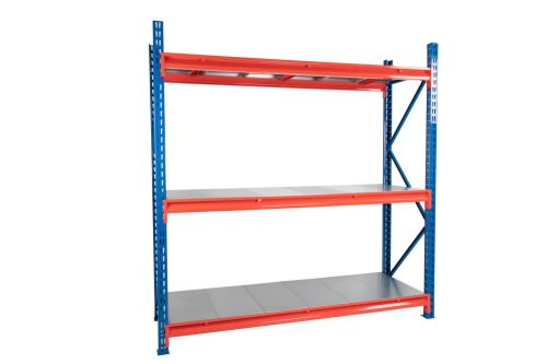 Longspan shelving with steel decking – 3 level TS system