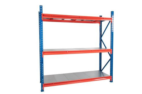 Longspan shelving with steel decking – 3 level TS system