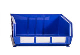 heavy duty plastic storage bin blue with open picking face