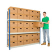archive shelving systems with boxes installed