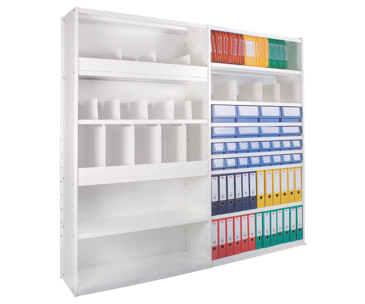 File storage shelves used for organised document filing in office spaces
