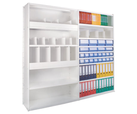 File storage shelves used for organised document filing in office spaces