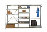 Industrial boltless shelving system with galvanised steel shelves