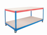 Mobile workbench frame with rivet-style construction