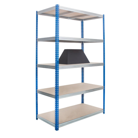 boltless storage racks with steel frame and chipboard shelves