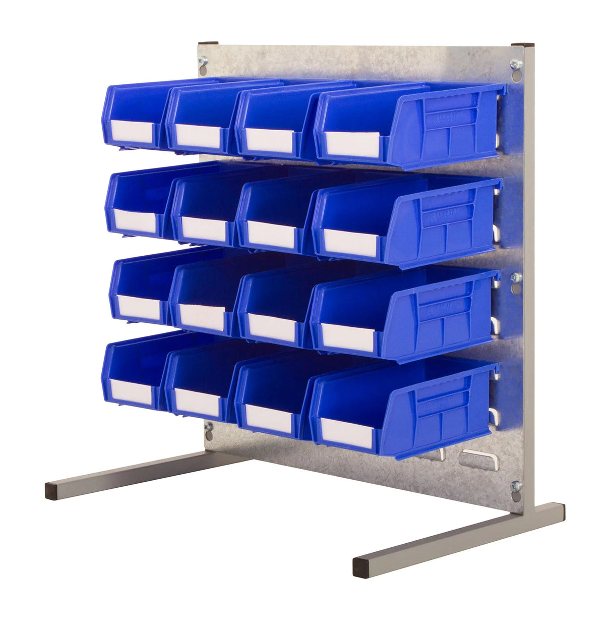 Bench top bin storage system with plastic parts bins