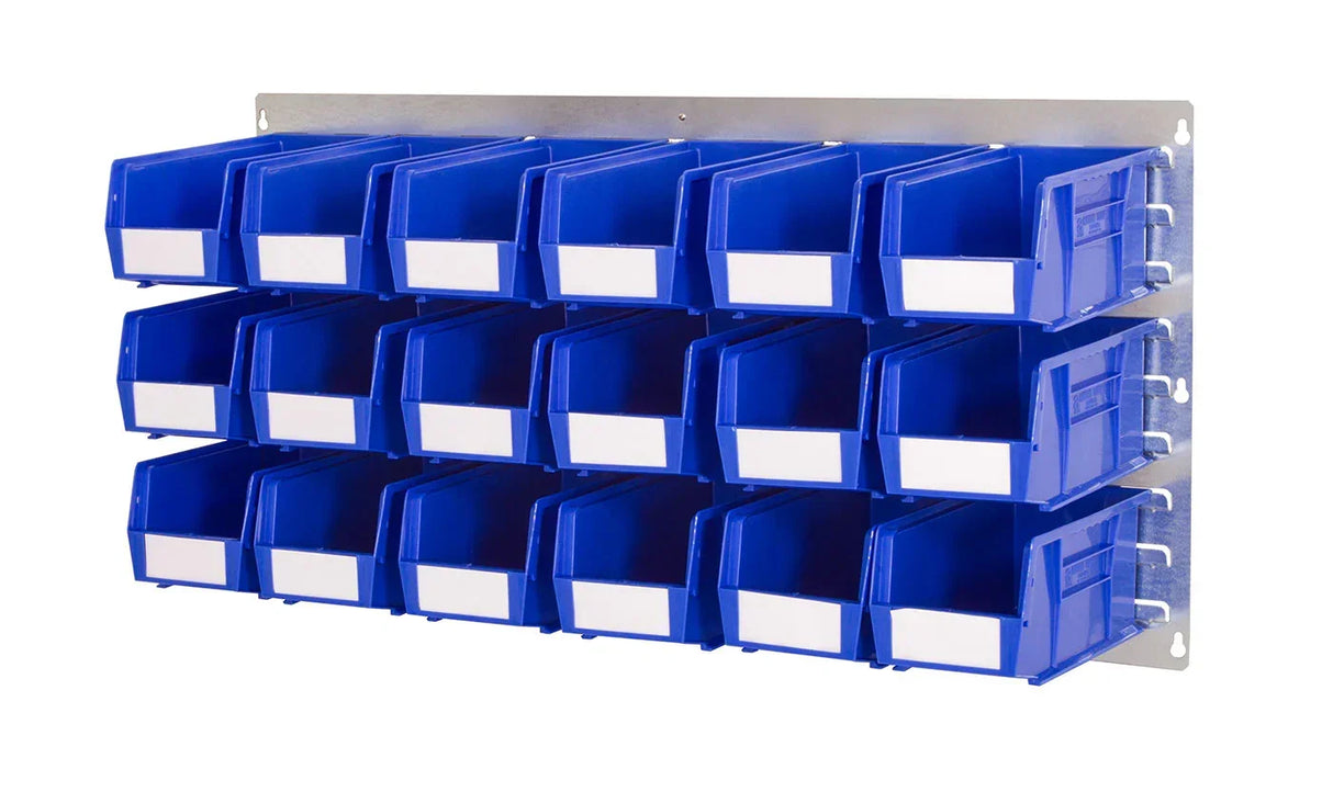 plastic bins louvre panel kits with Rhino Tuff bins on steel louvre panels