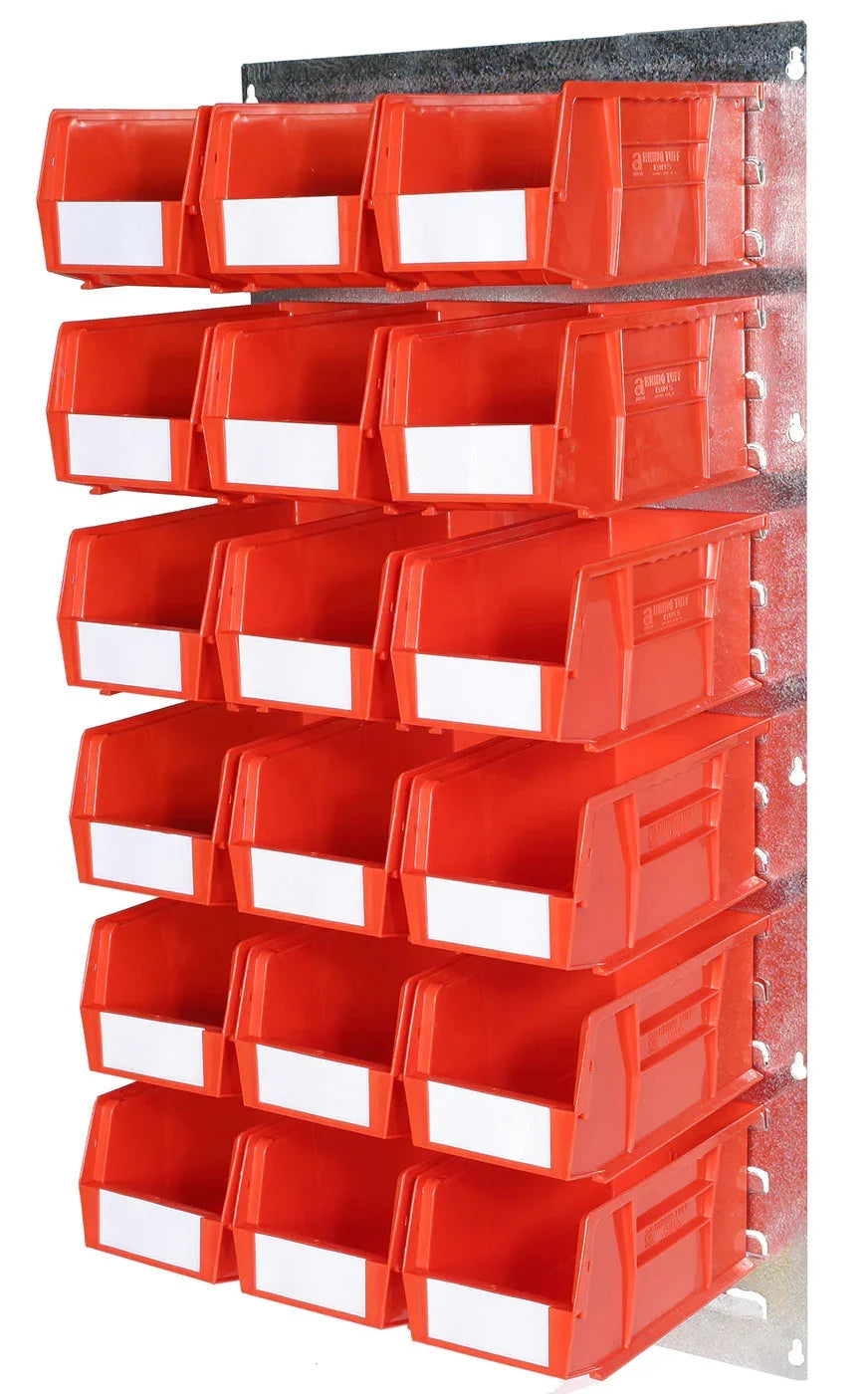 modular wall mounted bin storage for workshop use