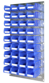 plastic parts bins organised on louvre panel