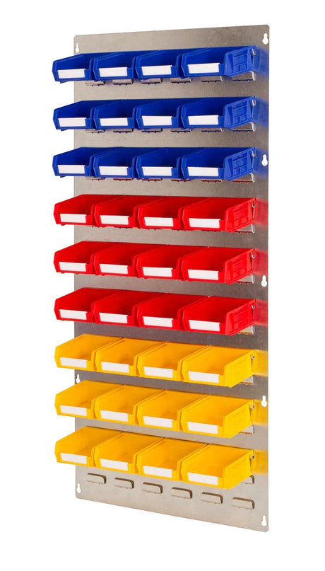 workshop wall storage bins with open picking faces