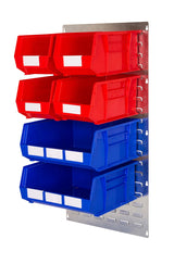 modular wall mounted bin storage for workshop organisation