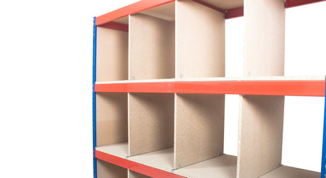 chipboard shelving dividers fitted to rivet racking