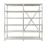 Galvanised steel shelving frame with cross bracing