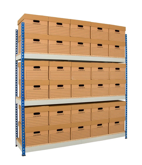 heavy duty archive shelving with document boxes