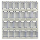Tilt bin panel kit mounted on louvre panel for small parts storage