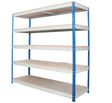Boltless racking with five shelves assembled for industrial storage