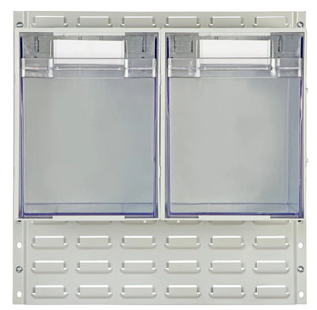 Front-opening plastic containers with handles