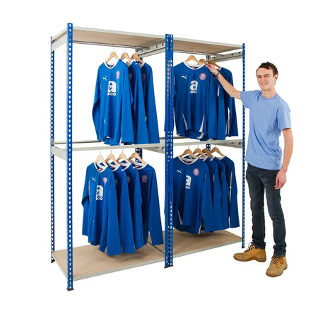 Heavy duty double clothes rail for stockroom and commercial garment storage