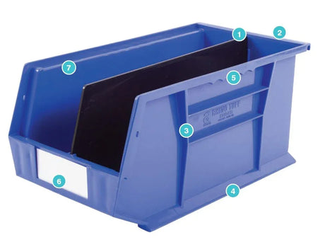 plastic picking bin Rhino Tuff heavy duty open front design