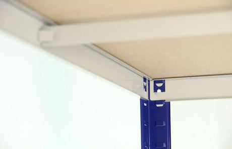 Underside view of MDF deck supported by steel frame