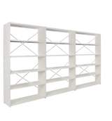 Continuous white metal framework arranged in a linear configuration