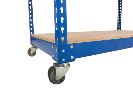Workbench on wheels with heavy-duty swivel castors