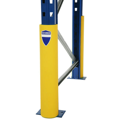 warehouse aisle with yellow safety protection