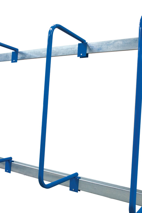 side view of storage rack with hoop dividers