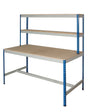 T bar workstation with boltless rivet racking frame and durable worktop for packing and assembly areas