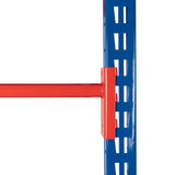 Close-up of steel beam profile used for high load capacity shelving